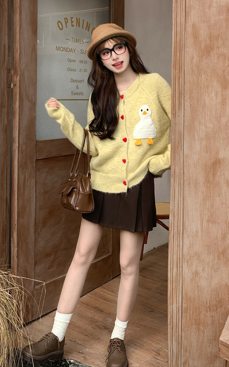 Knitted tender cardigan embroidery sweater for women