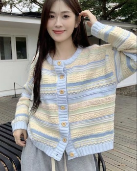 Loose long sleeve sweater lazy stripe cardigan for women