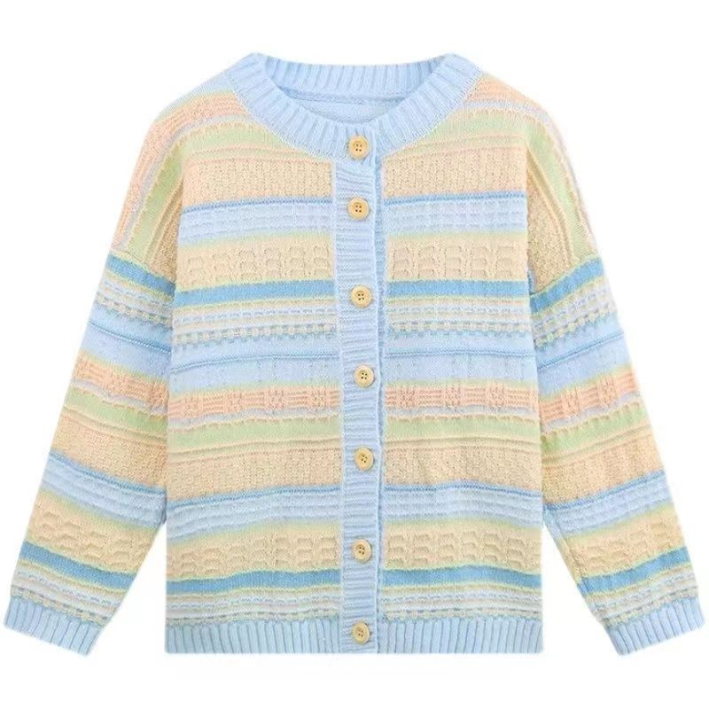 Loose long sleeve sweater lazy stripe cardigan for women