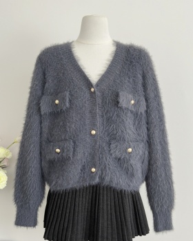 Autumn tops imitation of mink hair cardigan for women