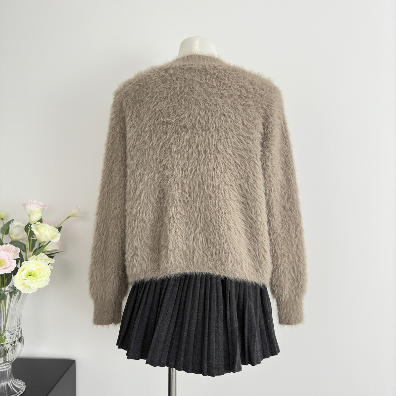 Autumn tops imitation of mink hair cardigan for women