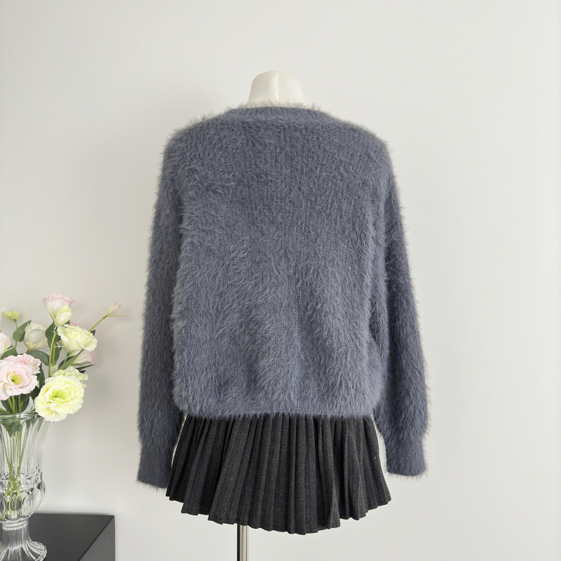 Autumn tops imitation of mink hair cardigan for women