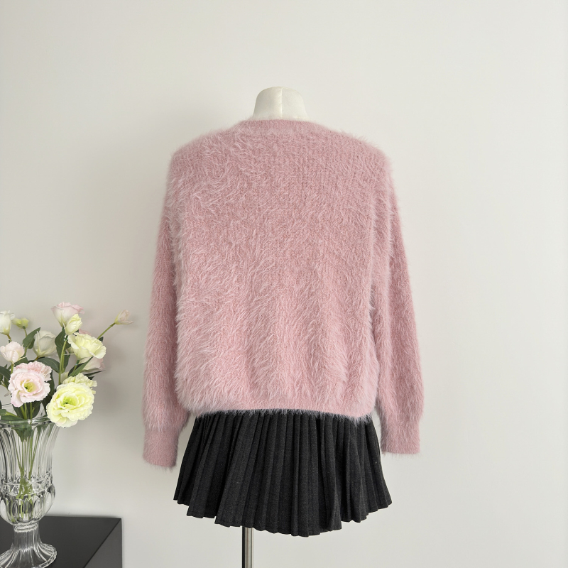 Autumn tops imitation of mink hair cardigan for women