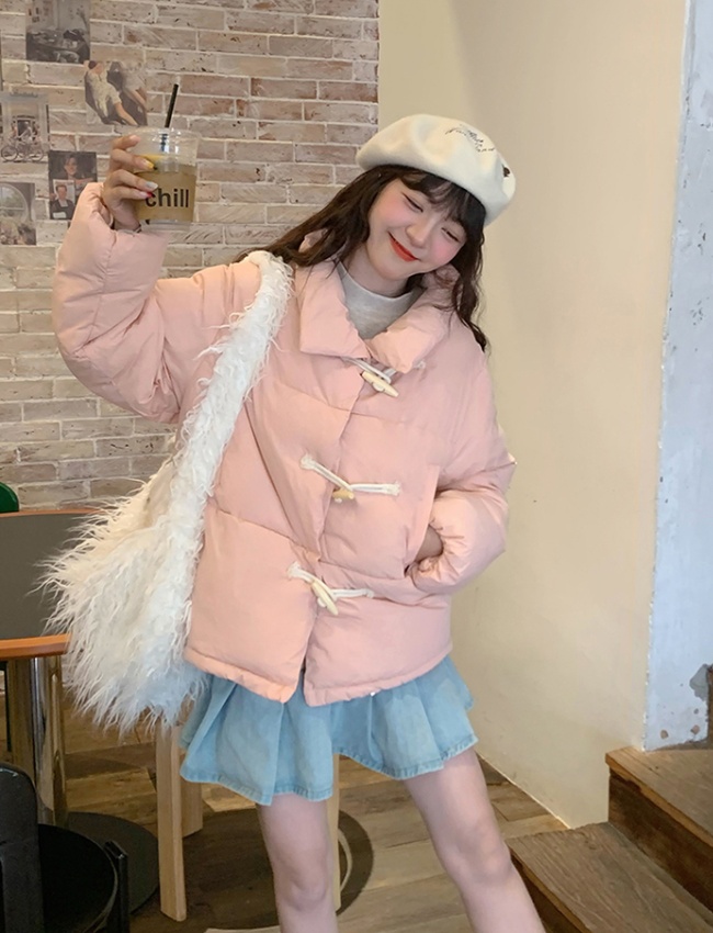 Loose short winter coat down college style cotton coat for women