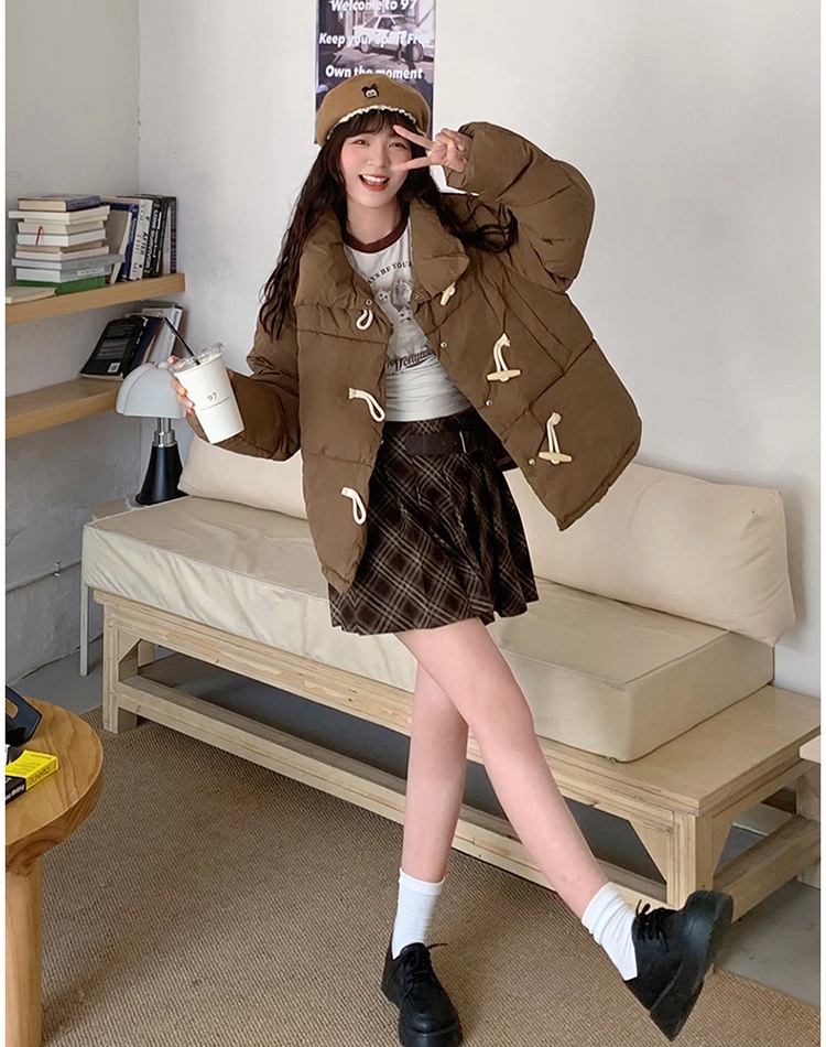 Loose short winter coat down college style cotton coat for women