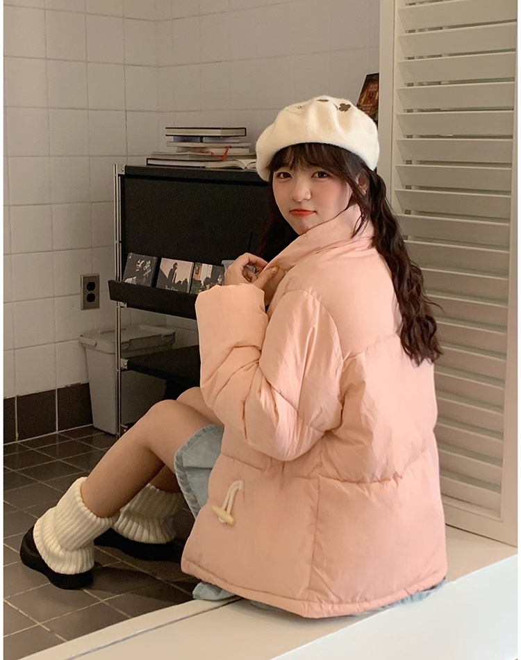 Loose short winter coat down college style cotton coat for women