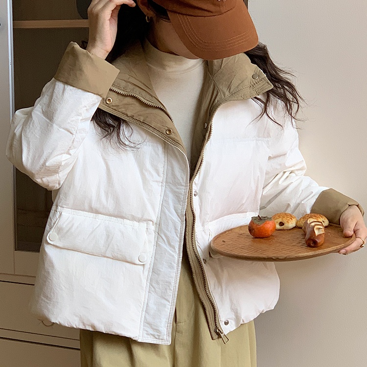 Short loose cotton coat cstand collar fashion coat for women