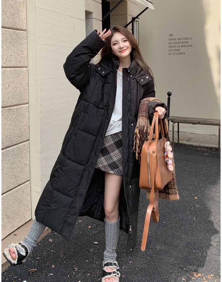 Long thick winter coat hooded thermal down coat