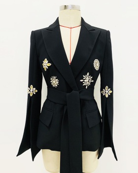 Waistband rhinestone coat fashion beading business suit