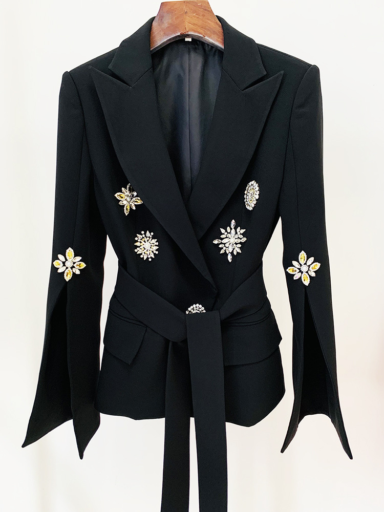 Waistband rhinestone coat fashion beading business suit