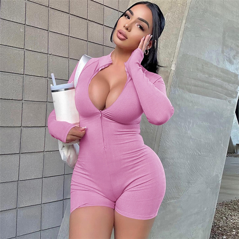 Slim sexy sports long sleeve fitness jumpsuit