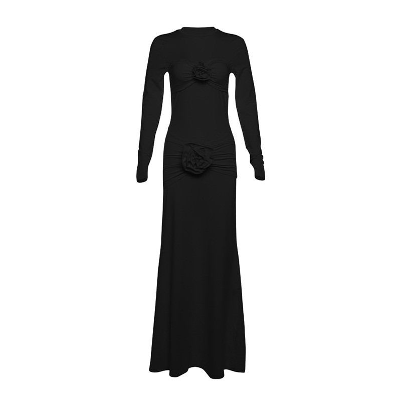 Temperament European style dress fold long dress for women