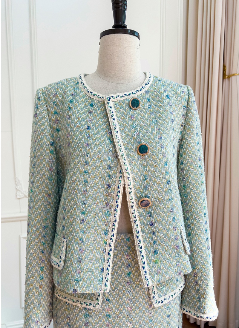 Green temperament tops long sleeve slim jacket