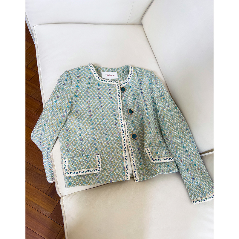 Green temperament tops long sleeve slim jacket