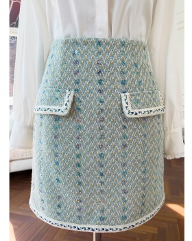 Slim green short skirt temperament skirt