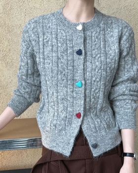 Autumn twist heart cardigan knitted retro sweater