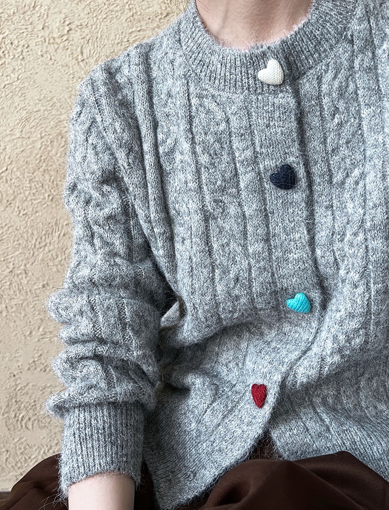 Autumn twist heart cardigan knitted retro sweater