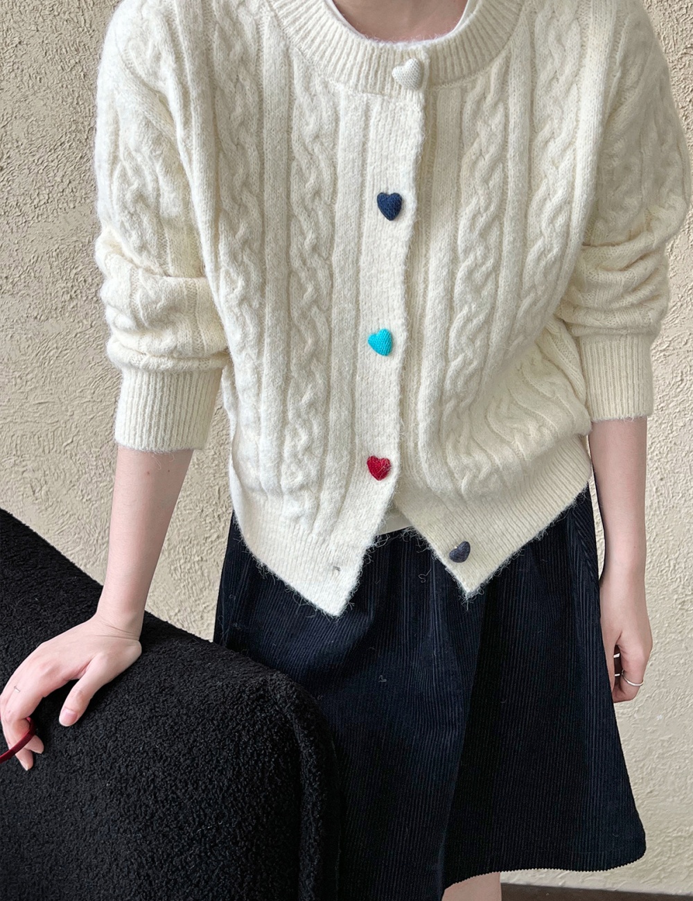 Autumn twist heart cardigan knitted retro sweater