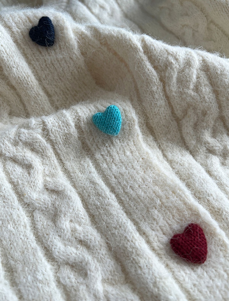 Autumn twist heart cardigan knitted retro sweater