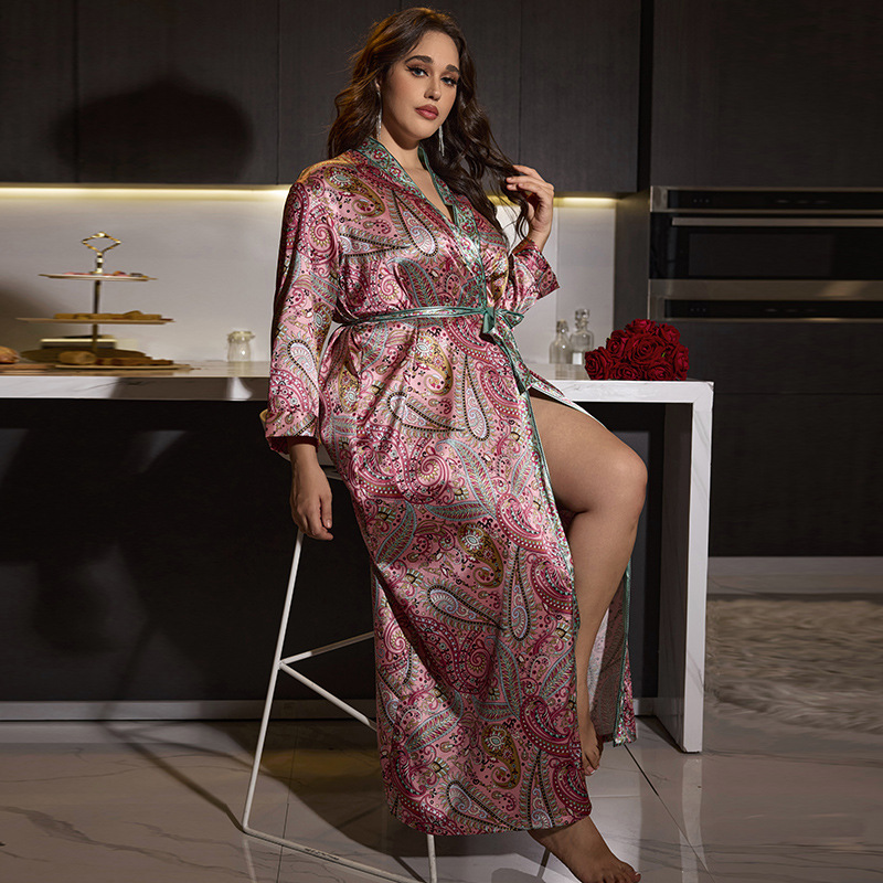 Large yard homewear bathrobes ice silk pajamas for women