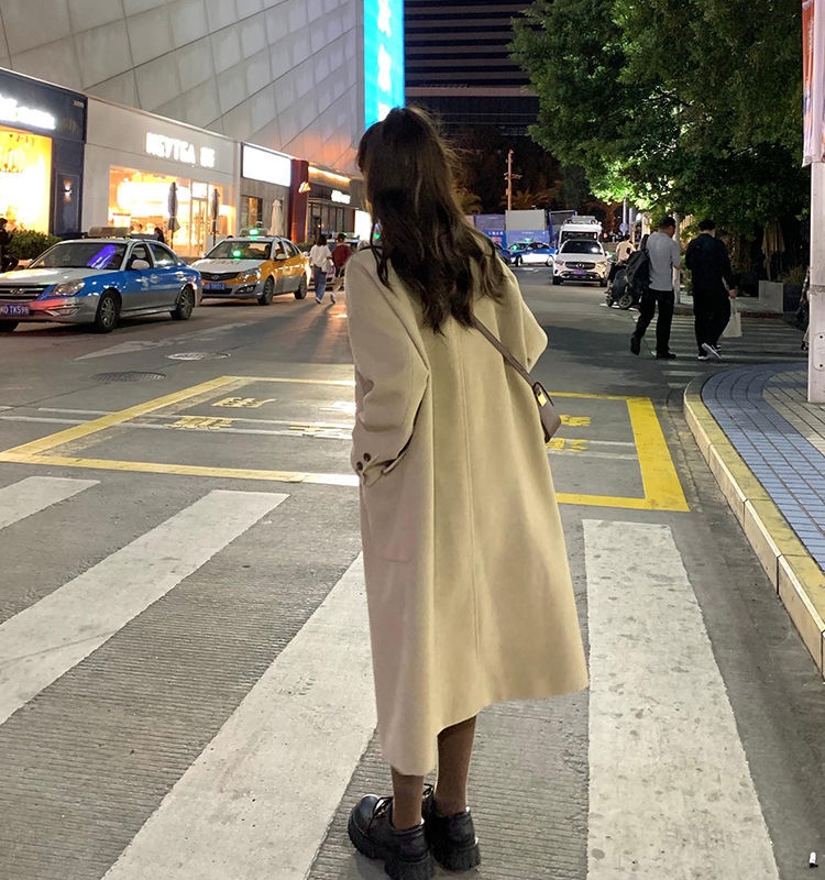 Korean style Hepburn style woolen coat for women