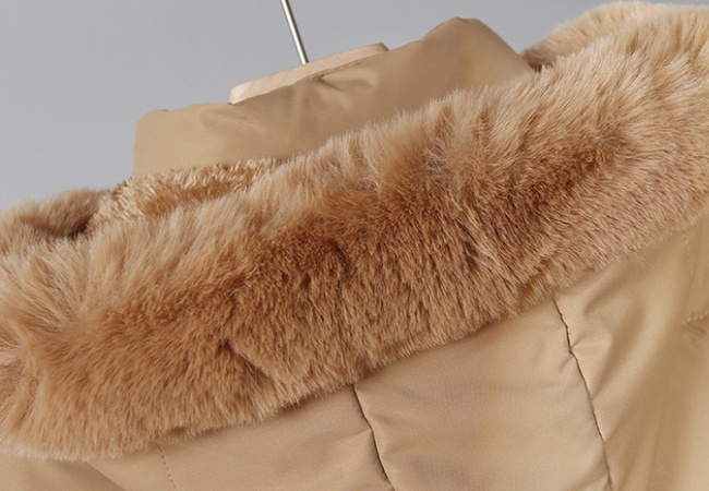 Thick pure cotton coat large fur collar coat for women