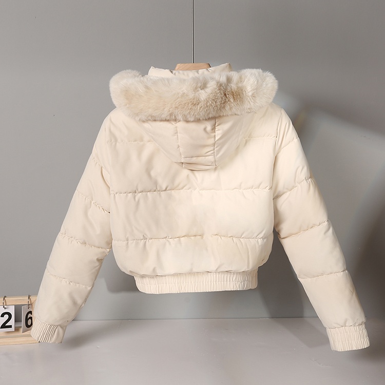 Thick pure cotton coat large fur collar coat for women