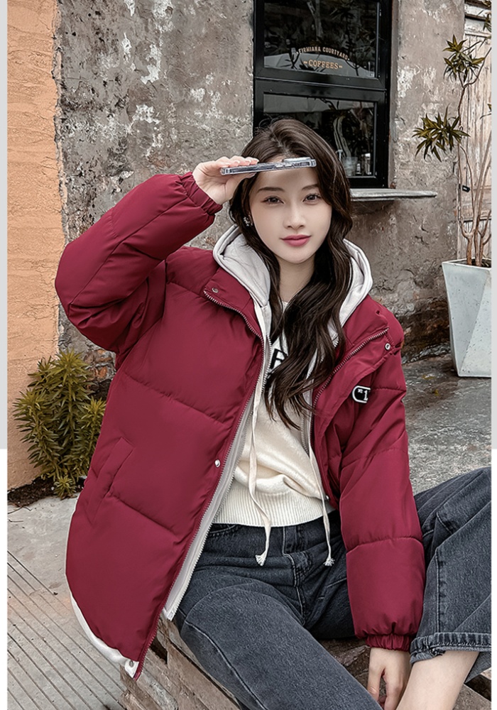 Fashion Pseudo-two hooded coat winter loose thermal cotton coat