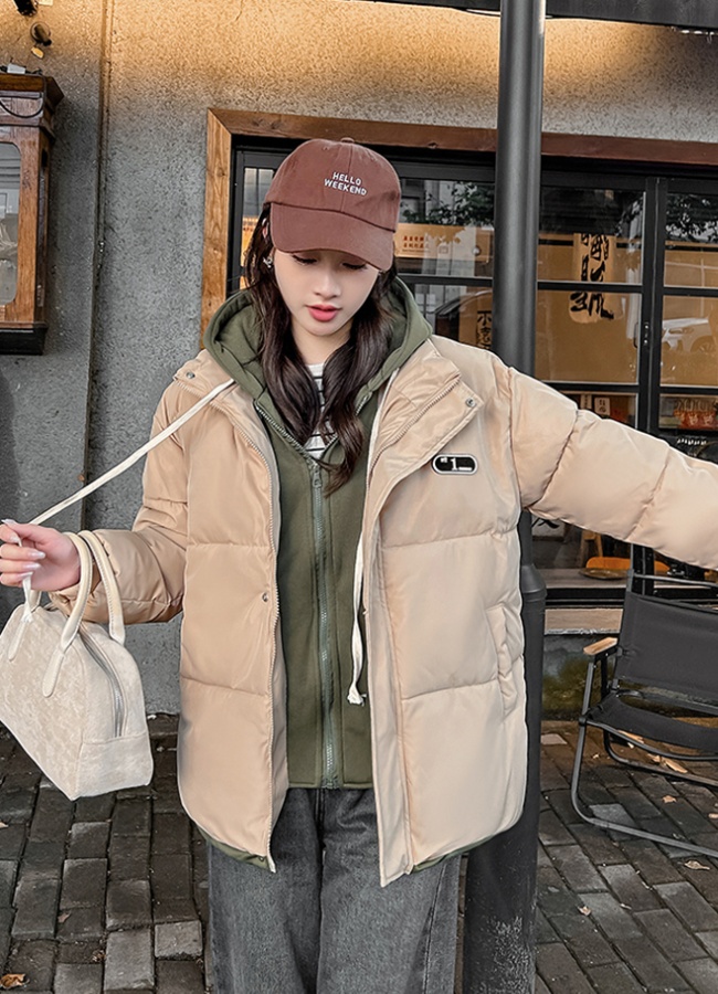 Fashion Pseudo-two hooded coat winter loose thermal cotton coat