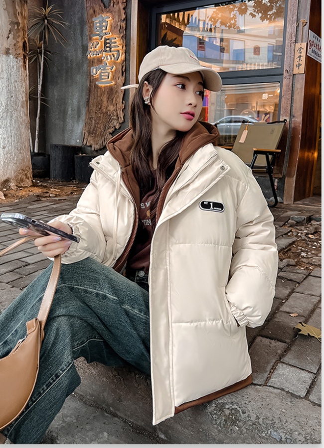 Fashion Pseudo-two hooded coat winter loose thermal cotton coat