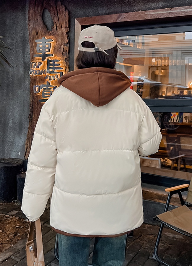 Fashion Pseudo-two hooded coat winter loose thermal cotton coat