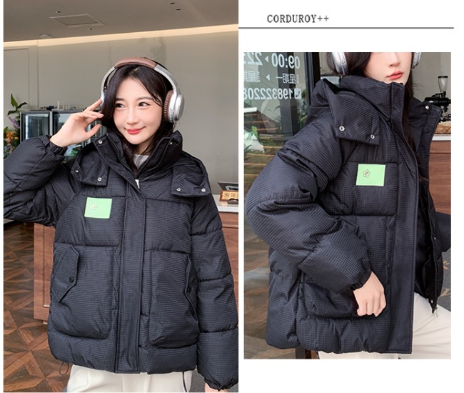 Green cotton coat short winter down coat for women