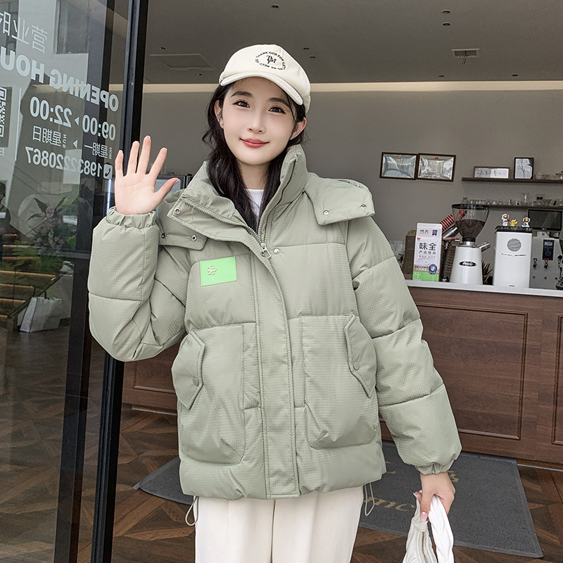 Green cotton coat short winter down coat for women