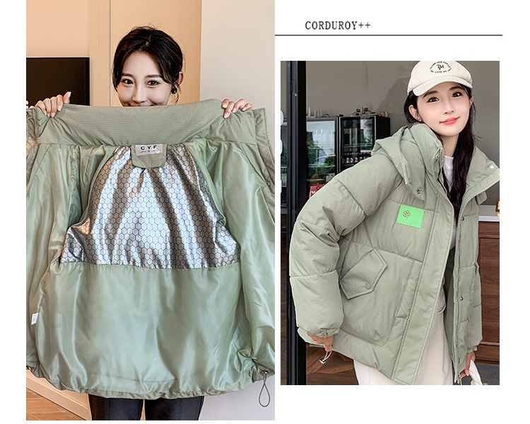 Green cotton coat short winter down coat for women