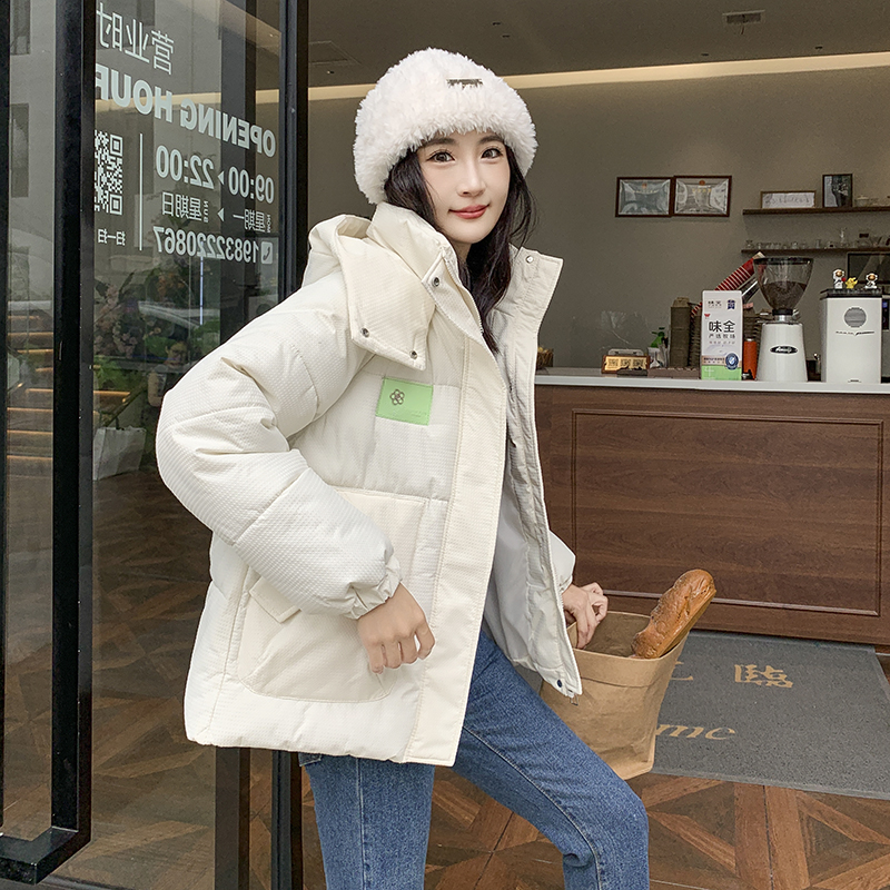 Green cotton coat short winter down coat for women