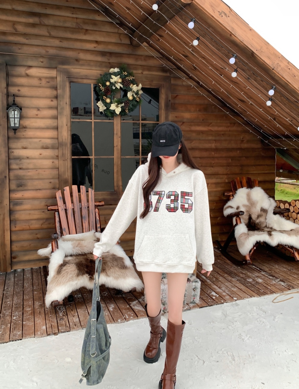 Embroidery hooded thin complex cotton hoodie for women