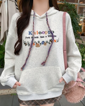 Complex niche embroidery hooded thin cotton hoodie for women