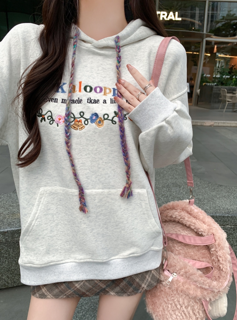 Complex niche embroidery hooded thin cotton hoodie for women