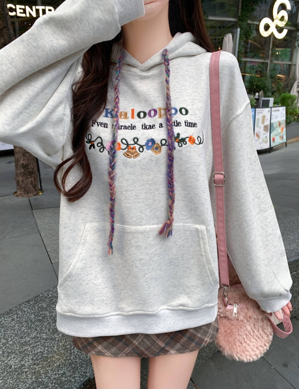 Complex niche embroidery hooded thin cotton hoodie for women