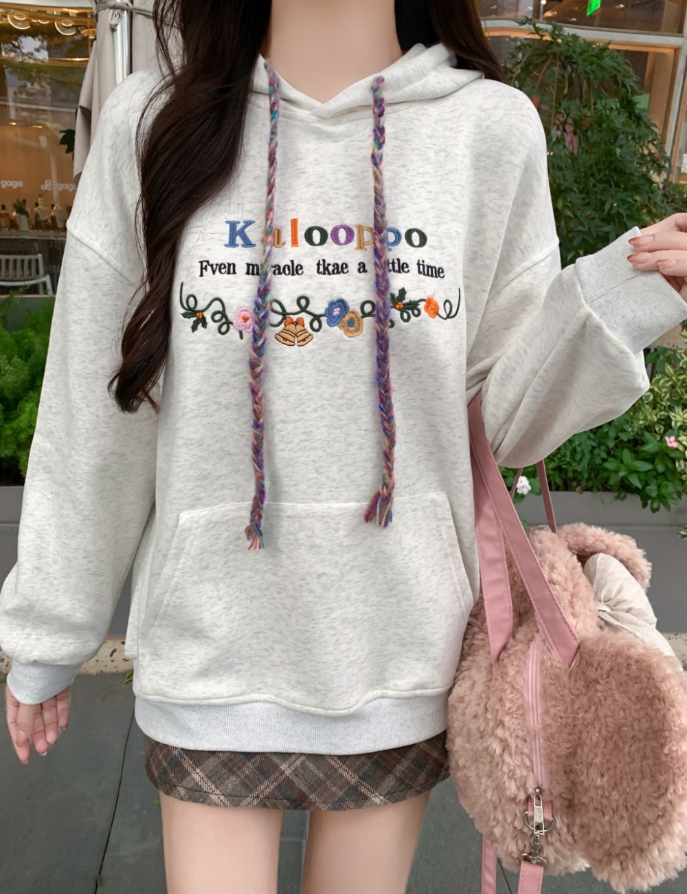 Complex niche embroidery hooded thin cotton hoodie for women