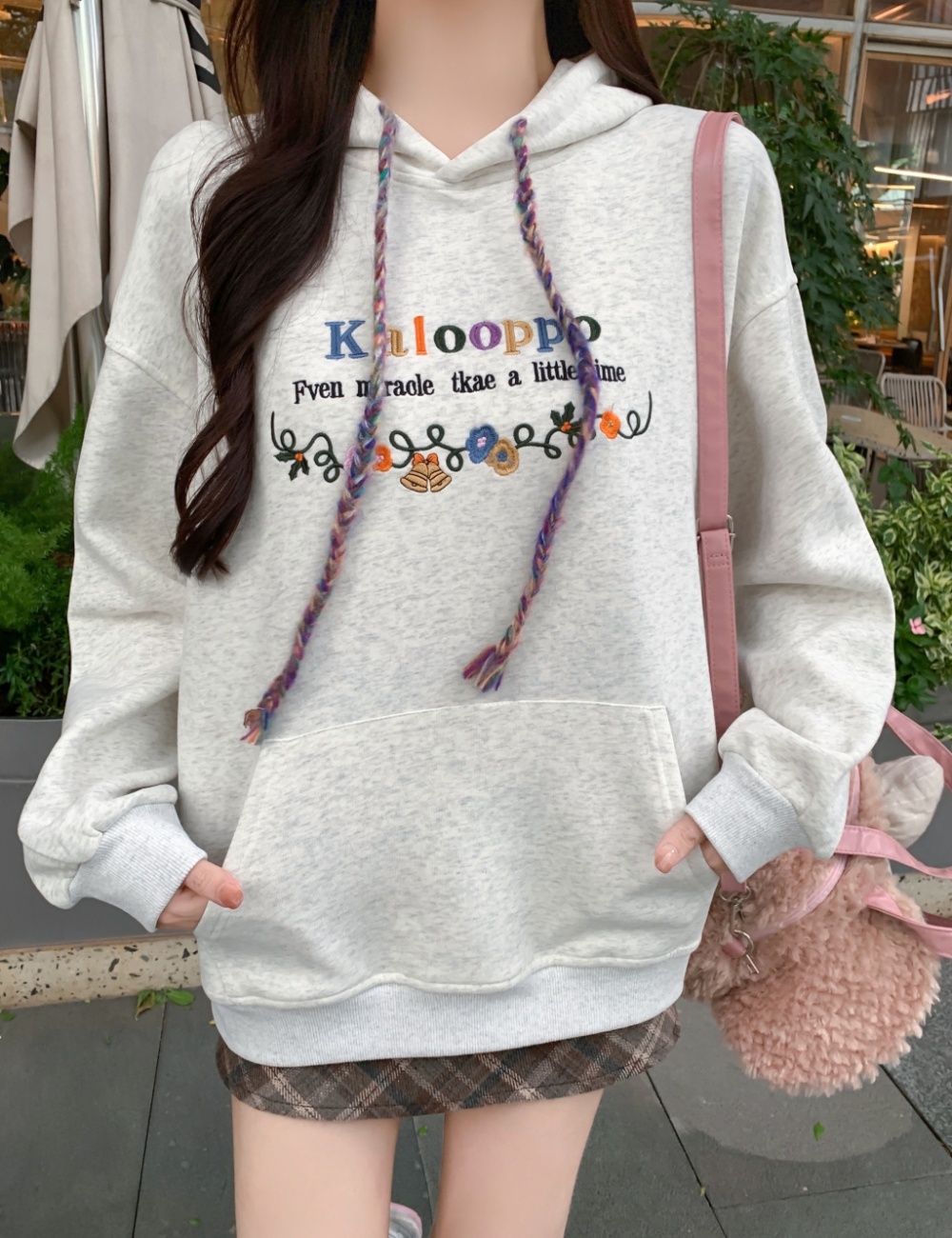 Complex niche embroidery hooded thin cotton hoodie for women