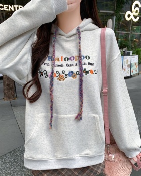 Embroidery pattern hooded niche hoodie for women