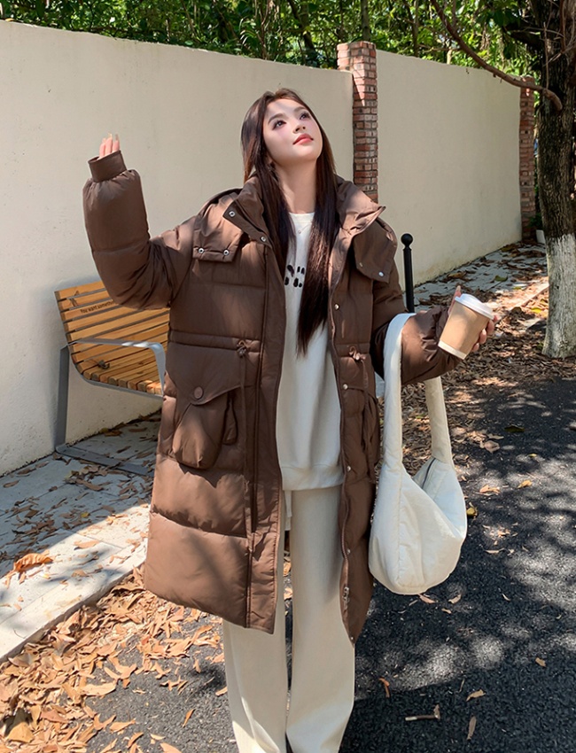 Loose long coat winter pinched waist bread clothing