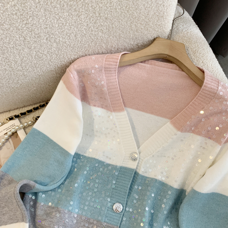 Mixed colors sweater Western style tops for women