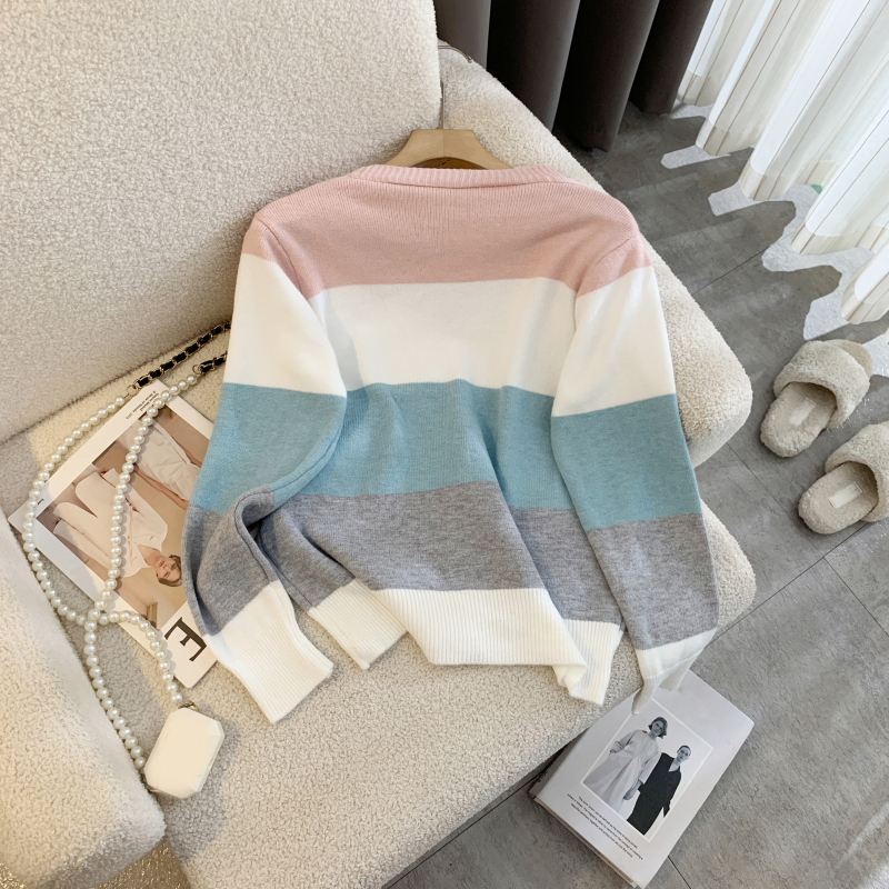 Mixed colors sweater Western style tops for women