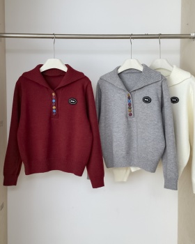 College style large lapel hoodie Casual sweater