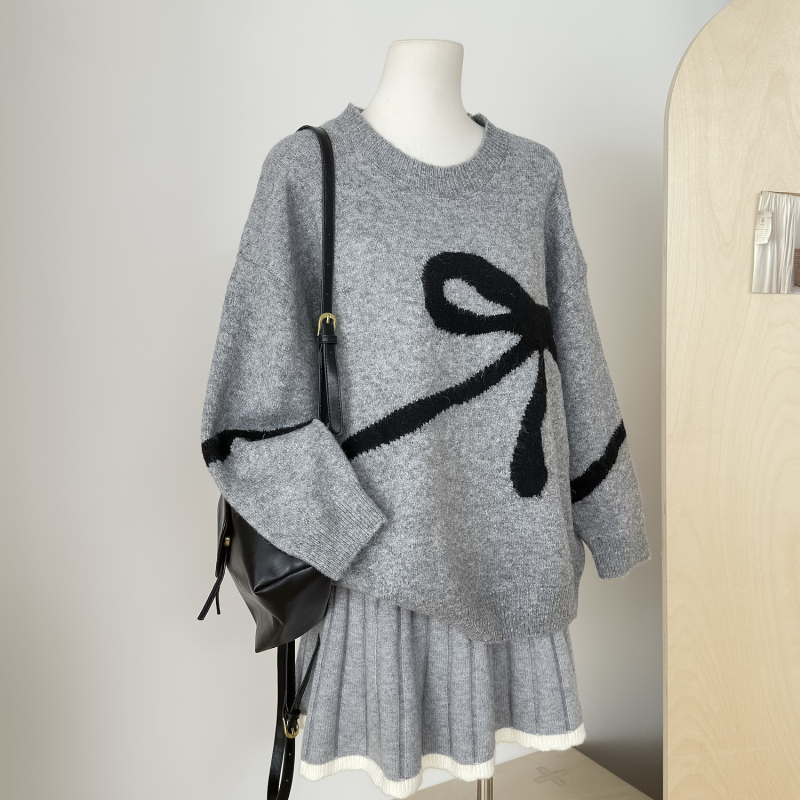 Knitted all-match sweater retro bottoming shirt for women