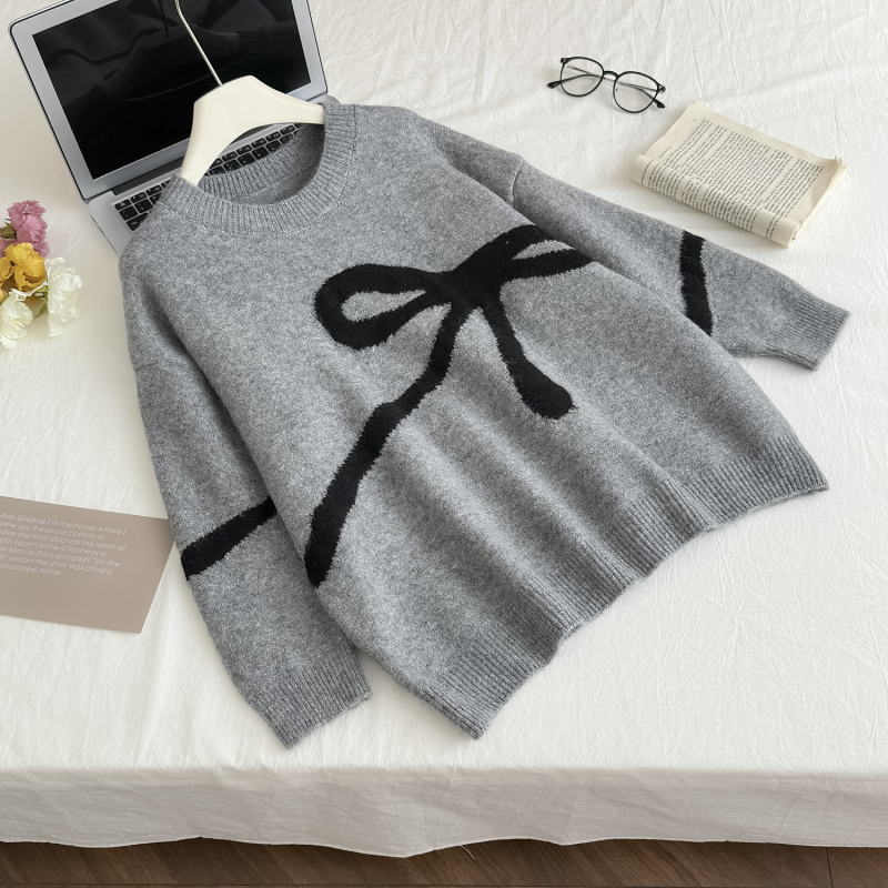 Knitted all-match sweater retro bottoming shirt for women