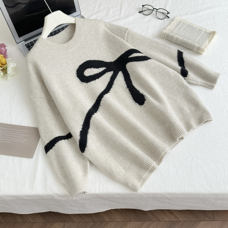 Knitted all-match sweater retro bottoming shirt for women