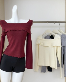 Pinched waist sweater France style tops for women